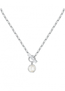 KLAYR04 КольеPearl, нерж.ст., иск жем.,40+5см